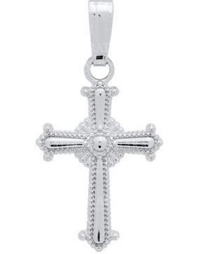 Sterling Silver Ornate Beaded Edge Cross Pendant